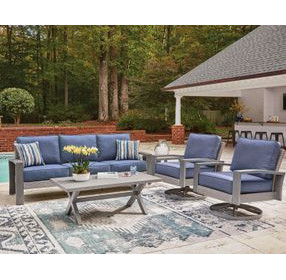 Dillon Beach Blue Performance Fabric 85" Outdoor Sofa with Cushion