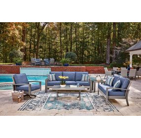Dillon Beach Blue Performance Fabric Outdoor Living Room Set