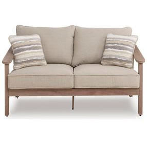 Francis Beach Gray Performance Fabric 62" Outdoor Loveseat with Cushion