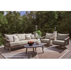 Francis Beach Natural and Gray Oval Outdoor Coffee Table