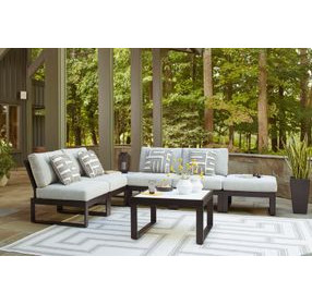 Beachloft Gray Performance Fabric Upholstered Outdoor Square Ottoman