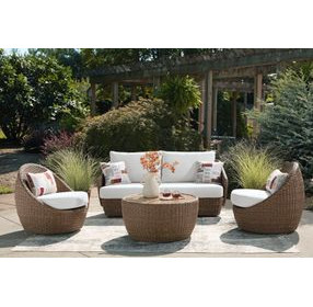 Cardiff Beach Beige Round Outdoor Coffee Table