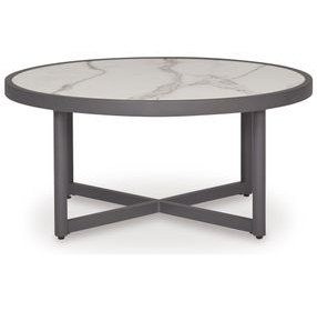 North Island Gray Round Outdoor Sintered Stone Top Coffee Table