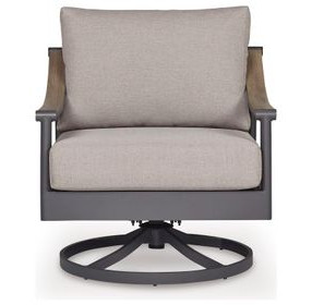 North Island Gray Performance Fabric Outdoor Swivel Rocker Lounge Chair with Cushion