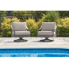 North Island Gray Performance Fabric Outdoor Swivel Rocker Lounge Chair with Cushion