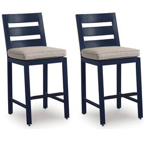 Mabry Shores Gray Performance Fabric Outdoor Bar Stool Set of 2