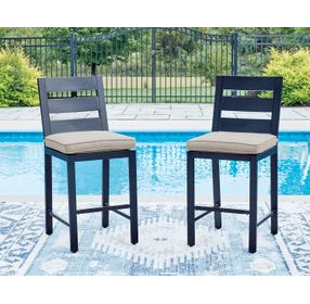 Mabry Shores Gray Performance Fabric Outdoor Bar Stool Set of 2