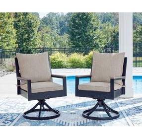Mabry Shores Driftwood Performance Fabric Outdoor Swivel Chair with Cushion Set of 2