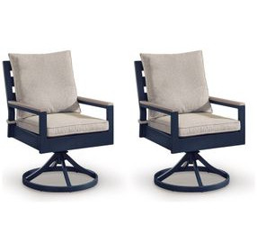 Mabry Shores Driftwood Performance Fabric Outdoor Swivel Chair with Cushion Set of 2