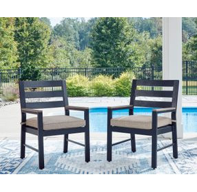 Mabry Shores Driftwood Performance Fabric Outdoor Arm Chair with Cushion Set of 2