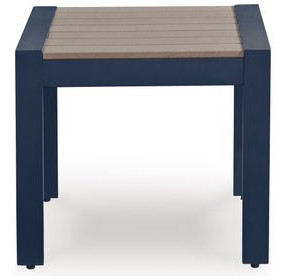 Mabry Shores Navy Blue and Driftwood Rectangular Outdoor End Table