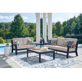 Mabry Shores Navy Blue and Driftwood Rectangular Outdoor Coffee Table