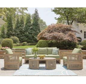 Moondance Beige and Green Performance Fabric Outdoor 76" Sofa