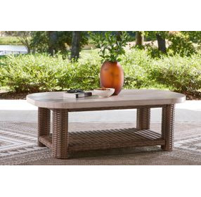 Angel Island Beige and Brown Rectangular Outdoor Coffee Table