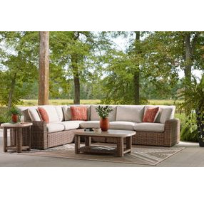 Angel Island Beige and Brown Square Outdoor End Table