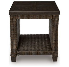 Drakes Beach Dark Brown Square Outdoor End Table