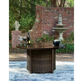 Drakes Beach Dark Brown 48" Round Outdoor Fire Pit Table