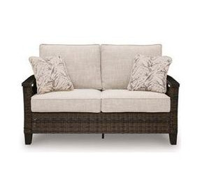 Drakes Beach Beige Performance Fabric 59" Outdoor Loveseat with Cushion