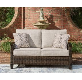 Drakes Beach Beige Performance Fabric 59" Outdoor Loveseat with Cushion