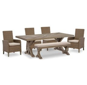 Revare Beach Beige 6-Piece Patio Dining Set with 4 Chairs and Bench