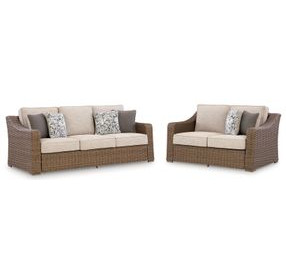 Revare Beach Beige 2-Piece Patio Conversation Set with Sofa and Loveseat