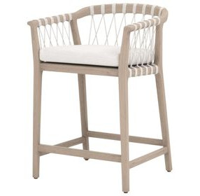 Pacific White Performance Fabric Outdoor Counter Height Stool