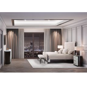 Paris Chic Espresso Upholstered Sleigh Bedroom Set