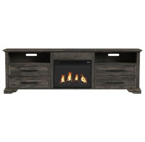 Hyde Charcoal 82'' TV Stand with Fireplace Insert