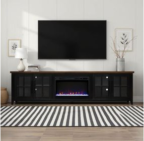 Providence Black and Bourbon 96" TV Stand with Fireplace