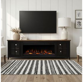 Providence Black and Bourbon 83" TV Stand with Fireplace