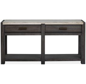 Plum Creek Ravenwood Black and White Rectangular Marble Top Sofa Table