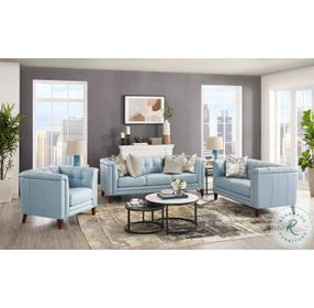 Elric Spa Blue Leather Living Room Set