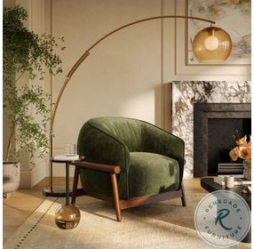 Piedmont Olive Green Upcycled Chenille Accent Chair