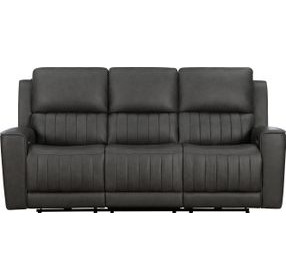 Pierce Homerun Dark Gray Leather Zero Gravity Power Reclining Living Room Set with Power Headrests and Lumbar
