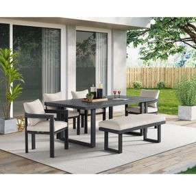Fresca Dark Gray and Beige Outdoor Beige Dining Bench