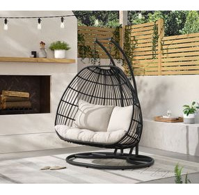 Fresca Beige Upholstered Outdoor Double Swing Chair