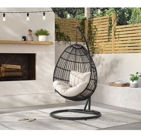 Fresca Beige Outdoor Upholstered Swing Egg Chair