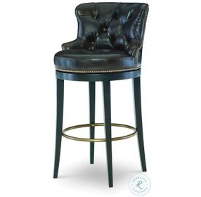 Forte Brown Aniline Leather Swivel Bar Stool