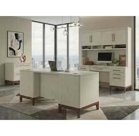 Pomona Soft White 68" Credenza with Hutch and USB Charging