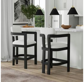 Canal White Upholstered Bar Stool Set of 2