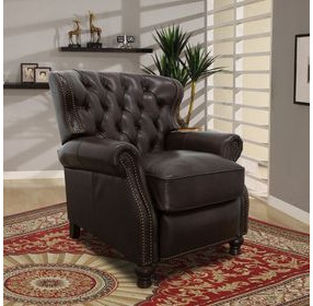 Presidential Wenlock Fudge Leather Push Thru The Arms Recliner with Nailhead Trim