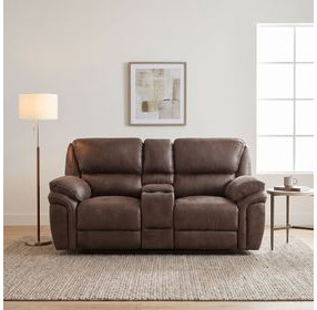 Proctor Brown Double Reclining Console Loveseat