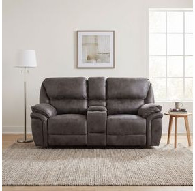 Proctor Gray Double Glider Reclining Console Loveseat