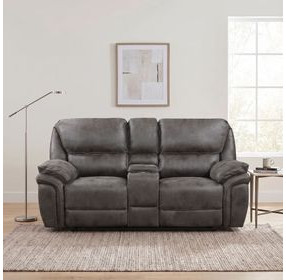 Proctor Gray Double Power Reclining Console Loveseat