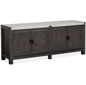 Plum Creek Ravenwood Black and White 70" Marble Top TV Stand