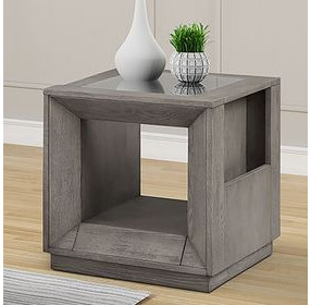 Pure Modern Soft Moonstone Glass Top End Table