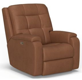 Arlo Brown Leather Triple Power Rocker Recliner with USB Charging