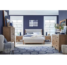 Plum Creek Sierra Brown and Elite Dove Queen Upholstered Panel Bed