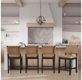 Reid Brown Vegan Leather Counter Height Chair Set of 2