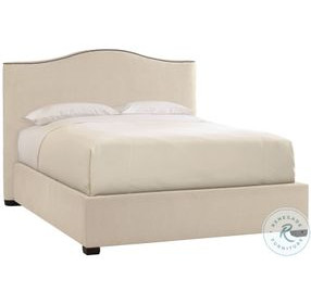 Graham Beige And Tan Queen Upholstered Panel Bed with Nailhead Trim